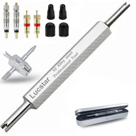 Lucstar V004f R134a R12 A/c Schrader Valve Core Removal Tool Tire Stem 2 Caps 4
