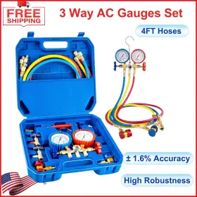 64-285 Luney 3 Way Ac Gauges Set Manifold Gauge For R134a R12 R22 R502 Refrigerant 64-285 Luney 3 Way Ac Gauges Set Manifold Gauge For R134a R12 R22 R502 Refrigerant