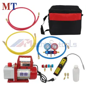 Mt4728418 Machine-tools 4cfm 1/3hp Air Vacuum Pump Hvac Ac Refrigerant Kit Manifold Gauge Set