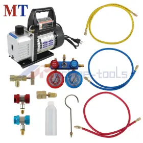 Mt4728692 Machine-tools High Quality Air Vacuum Pump Hvac Ac Manifold Gauge Set Combo 3cfm And R134a Kit