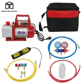 Mp2519522l Marddpair Rotary Vane Air Vacuum Pump Hvac A/c Refrigerant Kit Manifold Gauge 4cfm 1/3hp