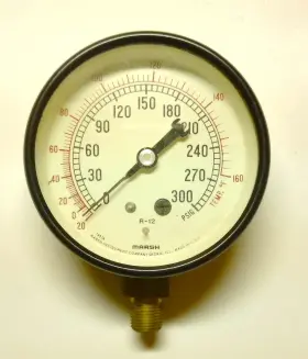 W0016 Marsh Air Conditioning R12 Gauge By Instrument Co. 0-300 Psi Temp