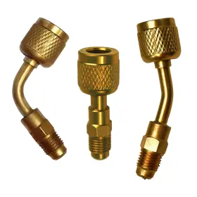 R454b Masite Pcwj 717661953124 R32 Brass Adapter Kit 1/4 Female To Male Reverse Thread For Refrigerants Inch