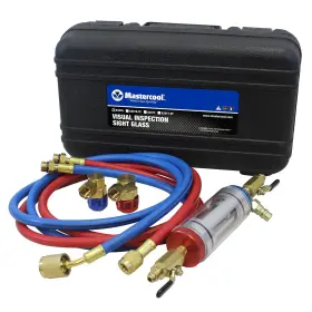 Mastercool 700376533767 53376 R134a Visual Inspection Sight Glass With Quick Couplers Red/blue