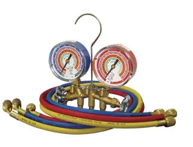 Mastercool 700376591361 59136 2-way Heavy Duty Brass Manifold Gauge Set With 3 1/8 Inch Silicone-dampened