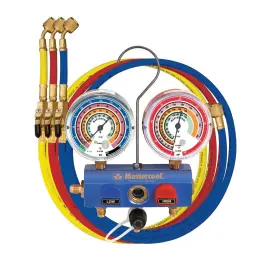 Mastercool 700376596618 59661 Blue R410a R22 R404a 2-way Manifold Set With 3-1/8 Gauge