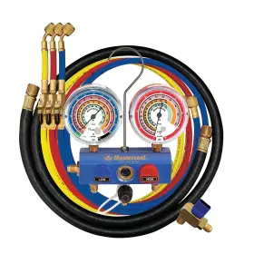 R404a Mastercool 700376598612 59861 Blue R410a R22 3-way Manifold Set With 3-1/8 Gauges
