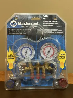 84772 Mastercool R134a 2-way Manifold Gauge Set With Hoses And Couplers New