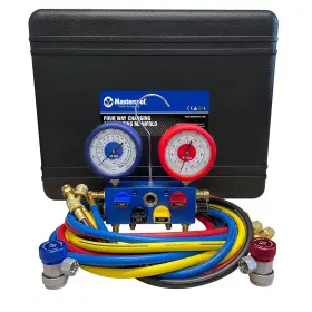 86972 Mastercool R134a 4-way Aluminum Manifold Gauge Set With 72 Inch Hoses