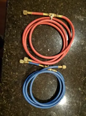 Mastercool Actbry72 2 M C Refrigerants Charging Hoses 96 Inch Shut Off Red / Blue