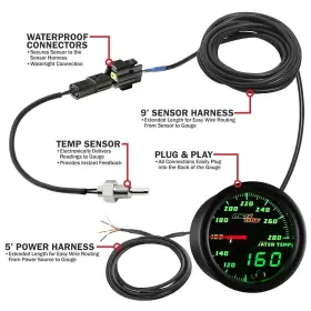 Maxtow 842559100615 Double Vision 280 F Water Coolant Temperature Gauge Kit - Includes Electronic #3 Maxtow 842559100615 Double Vision 280 F Water Coolant Temperature Gauge Kit - Includes Electronic #3