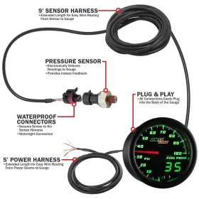Maxtow 842559100660 Double Vision 100 Psi Fuel Pressure Gauge Kit - Includes Electronic Sensor #3 Maxtow 842559100660 Double Vision 100 Psi Fuel Pressure Gauge Kit - Includes Electronic Sensor #3