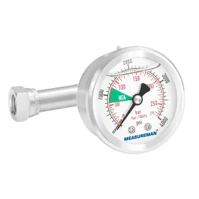 Ma191 Measureman Hea Spraying Pressure Gauge 0-4000psi 1/4 Inch Npt Fittings Assembly With T Piece