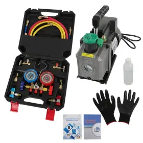 1311570 Menbager 1/3hp 4cfm Aluminum Air Vacuum Pump Manifold Gauge Set Hvac Ac Refrigerant Kit