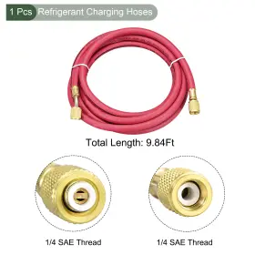 Metallixity 634149674992 1/4 Sae Flare Ac Refrigerant Charging Hoses 9.84ft Length 600psi Thread #2
