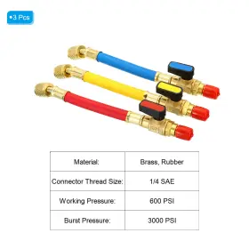 Metallixity 636939712266 1/4 Sae Refrigerant Charging Hose With Ball Valve 600 Psi 3000 #3
