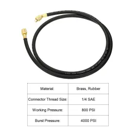 Metallixity 636939712280 1/4 Sae Refrigerant Charging Hose 4.9ft 800 Psi 4000 Black #3 Metallixity 636939712280 1/4 Sae Refrigerant Charging Hose 4.9ft 800 Psi 4000 Black #3
