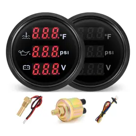 Mh-cx6187b Mh Sensor Triple Gauge Set - Water Temp 104 F-248 F Oil Pressure 0-145psi Volt