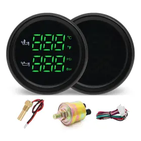 Mh-tle52picf-bn Mh Sensor Auto Gauge Set - Oil Pressure 0-145psi/ 0-10bar Oli Temp 122 F-302 F/ 50 C