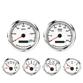 Motor Meter Racing 710139832453 W Pro Series 6 Gauge Set - 85mm 3-3/8 Inch Gps Speedometer And T