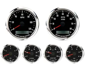 Motor Meter Racing 710139837212 W Pro Series 6 Gauge Automotive Set With Multi-color Led Backlight And Gps Speed