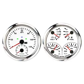 Motor Meter Racing 710139838462 W Pro Series 2 Gauge Set 110mm 4-3/8 Inch In 1 Gps Speedometer And Tachometer Mu