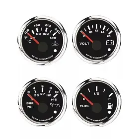 Motor Meter Racing 710139838806 W Series 4 Gauge Set - 52mm 2-1/16 Inch Volt Fuel Level Water Temperature And Oil