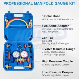 Motors-superstore 170401556860 3 Way Ac Refrigeration Digital Pressure Gauge Set Hvac System Self Testing #2