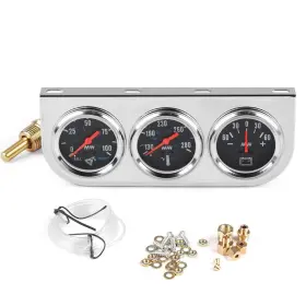 Gaizhuangyibiao01 Mp2 Mingpin 52mm 2 Triple Gauge Set Oil Press Water Temp Volt Meter 3-in-1 Remo