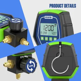 L202 Mr Cartool 781159474989 Digital Manifold Gauge Set Low Pressure Single Meter Refrigerant Hvac Sy #3