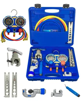 Dl56-987-98 Mrsunair 3 Way Ac Manifold Gauge Set For R22 R134a R410a R32 With Antishock Gauges Hva