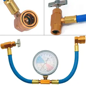 2066 Msg R134a Ac Refrigerant Recharge Hose Kit With Measuring Pressure Gauge And 1/2