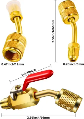 Mudder 313087740784 7 Pieces Air Conditioning Refrigerant Angled Compact Ball Valve 1/4 Inch #2