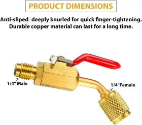 Mudder 313087740784 7 Pieces Air Conditioning Refrigerant Angled Compact Ball Valve 1/4 Inch #3