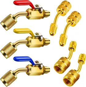Mudder 313087740784 7 Pieces Air Conditioning Refrigerant Angled Compact Ball Valve 1/4 Inch