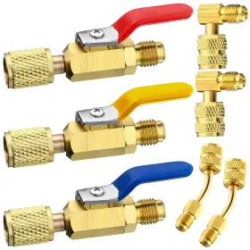 Mudder 500612270973 7 Pcs Air Conditioning Refrigerant Compact Ball Valve 1/4 Inch For R41