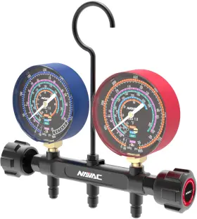 R-454b Navac Nmg13a Pro Series Manifold Gauge 3-1/8 Inch O.d. R-32/r-454b/r-22