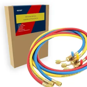 Hdau-78sjd01 Neefoir Refrigerant Charging Hose Set 3 Pack 72 In 1/4 Hoses With Ball Valves