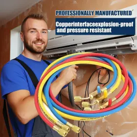 Zftiq6df1 Neefoir Refrigerant Charging Hose Set 3 Pack 72 In 1/4 Hoses With Ball Valves #2