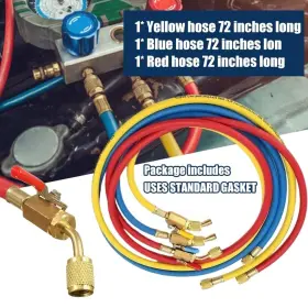 Zftiq6df1 Neefoir Refrigerant Charging Hose Set 3 Pack 72 In 1/4 Hoses With Ball Valves #3