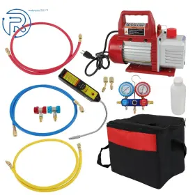 724794 Netuera 4cfm 1/3hp Air Vacuum Pump Rotary Vane A/c Refrigeration Kit Gauge 110v With Bag