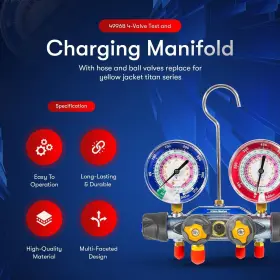 Noqp1854 No-auto For Yellow Jacket 49968 4-valve Test And Charging Manifold Gauges R-22/404a/410a #2