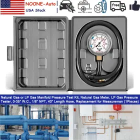 Gas-0-35 No-auto Noqp2134 Manifold Gas Pressure Test Gauge Kit For Natural Or Lp Inch W.c. 1/4