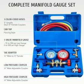 8542049659 Non-brand Manifold Gauge Set Air Refrigeration Kit With Hoses Couplers Adapter #3 8542049659 Non-brand Manifold Gauge Set Air Refrigeration Kit With Hoses Couplers Adapter #3