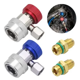 Nsioutlet 600609582824 2x R134a Quick Coupler Adapter Adjustable Hp And Lp Connector For Car Ac System