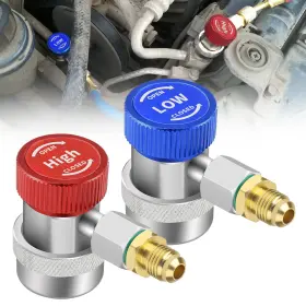 Octoder 600609582831 R134a Quick Coupler Adapter Adjustable Car Hp And Lp Fitting With 2x 1/4 Inch Flare