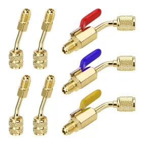 Octoder 616361645301 7pcs Air Conditioning Ac Refrigerant Ball Valve Kit For R410a R134a Hvac Adapter