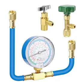 R600a Octoder 616361645325 R290 Refrigerant Charging Manifold Hose Kit Ac Recharge With Gauge And Can Tap