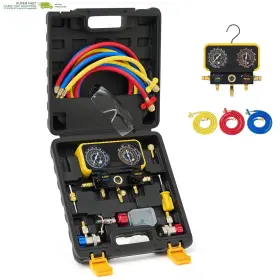 Orion Motor Tech 313044117192 Automotive Ac Gauge Set Precision Refrigerant Kit With 5ft Hose Tank A