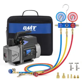 Orion Motor Tech 719868670774 Omt Ac Manifold Gauge Kit 3.5cfm Sparkless Ignition Proof Vacuum Pump With Hoses